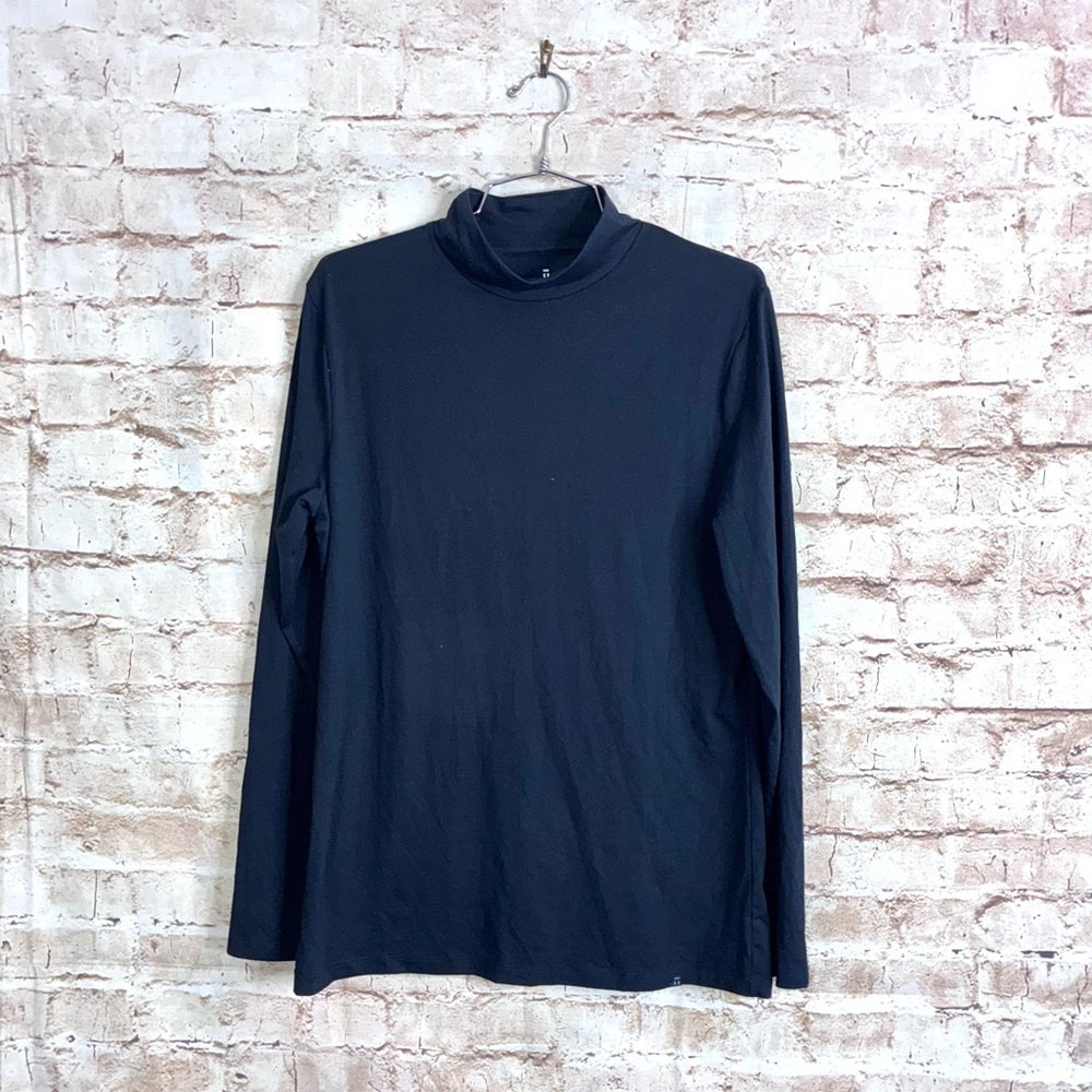 Tommy John Quick Dry Mock Neck Top Go Anywhere Collection in Black Size Large